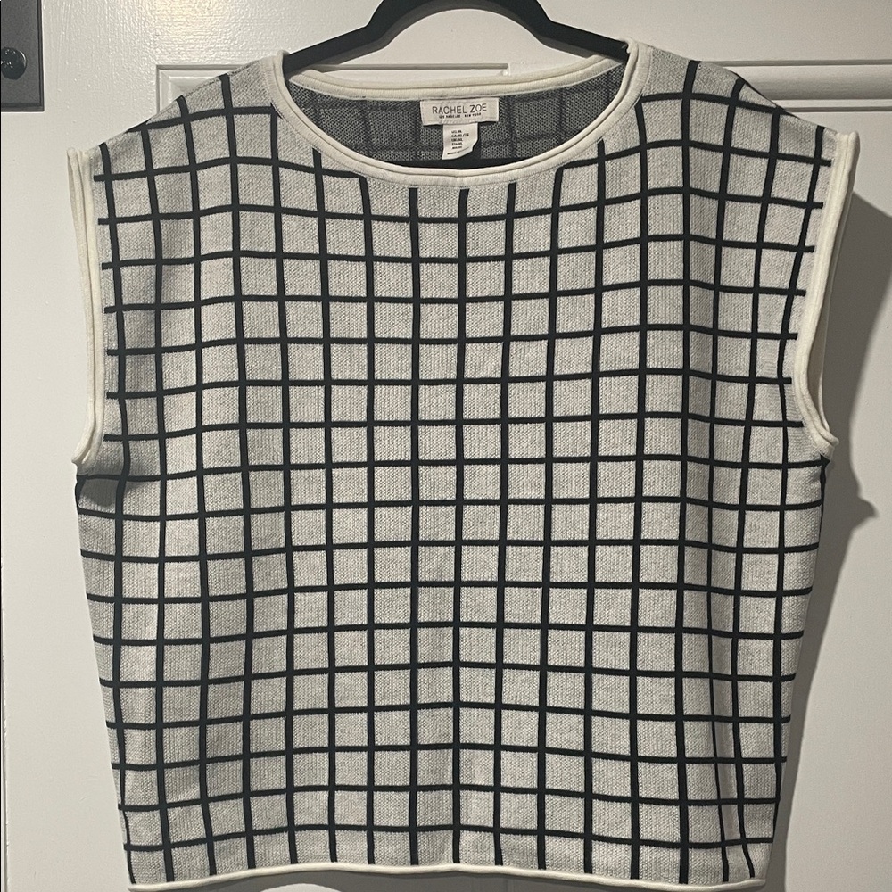 Rachel Zoe Monochrome Grid Tank Top
